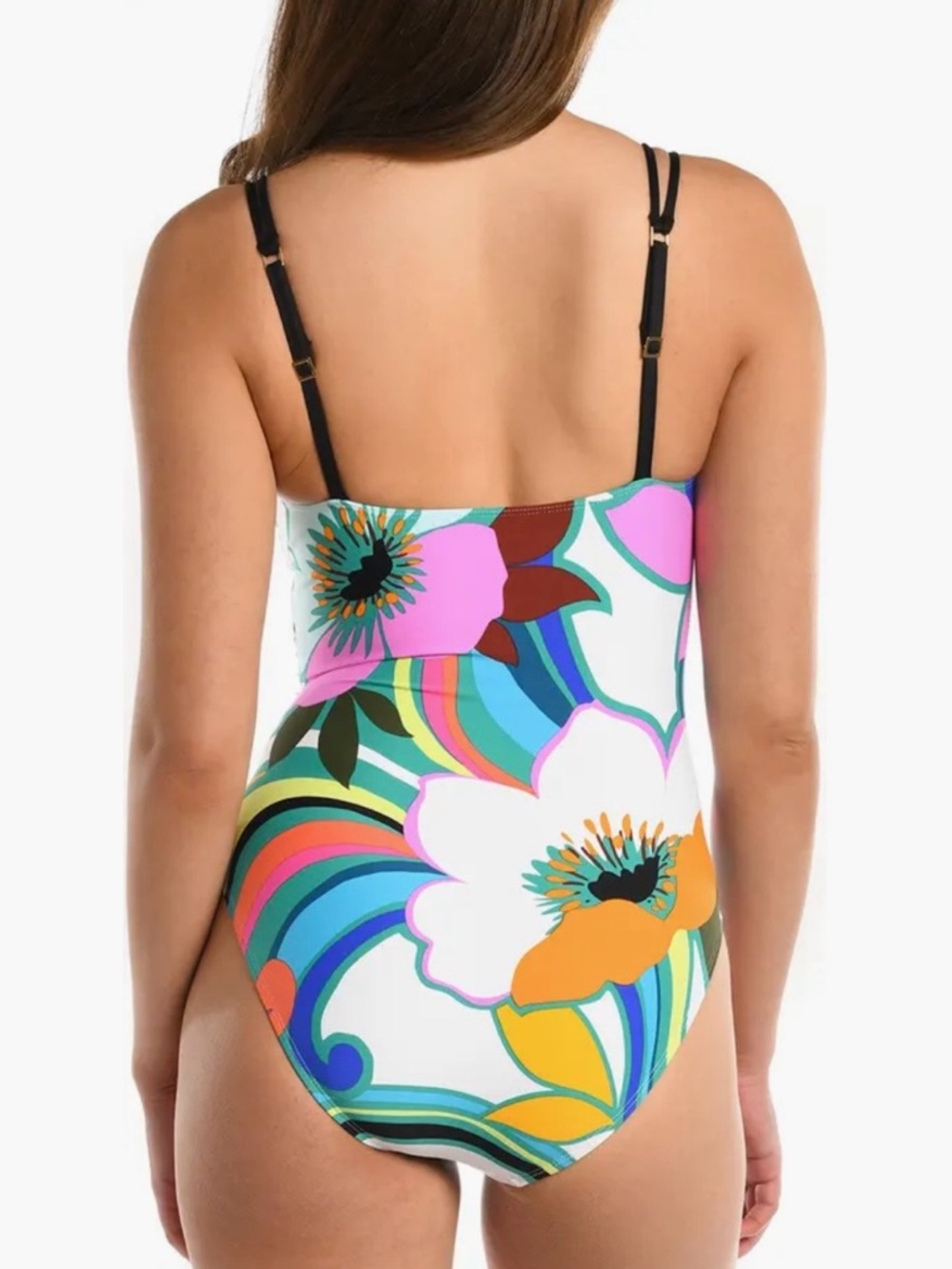 La Blanca Suncatcher One Piece Swimsuit Size 10 Floral Rainbow Print EUC - Picture 2 of 5